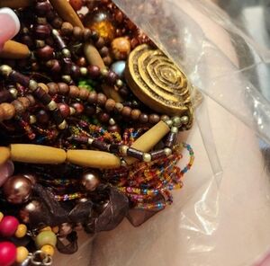Bag of Multicolored Beads & Jewelry